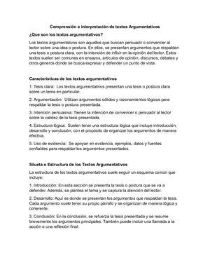 Comprensión E Interpretación De Textos Argumentativos