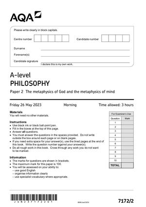 Calaméo - 2023 AQA A LEVEL PHILOSOPHY PAPER 2 QUESTION PAPER (7172/2 ...