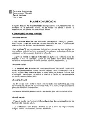Pla De Comunicació D'escola revisat Maig 2024
