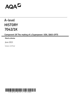 Calaméo - 2023 AQA A LEVEL HISTORY PAPER 1K MARK SCHEME (7042/1K: The ...
