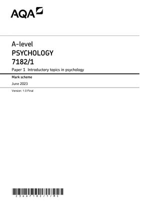 Calaméo - 2023 AQA A LEVEL PSYCHOLOGY PAPER 1 MARK SCHEME (7182/1 ...