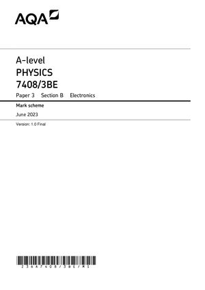 Calaméo - 2023 AQA A LEVEL PHYSICS PAPER 3BE MARK SCHEME (7408/3BE ...