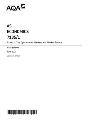Calaméo - 2023 AQA AS ECONOMICS PAPER 1 MARK SCHEME (7135/1: The ...