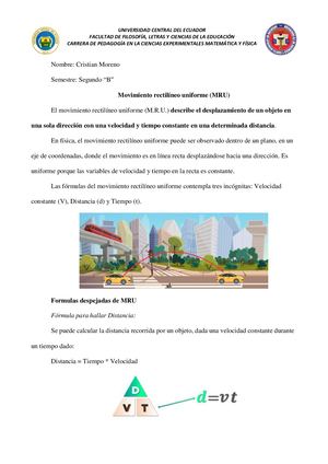 Movimiento rectilíneo uniforme (MRU)