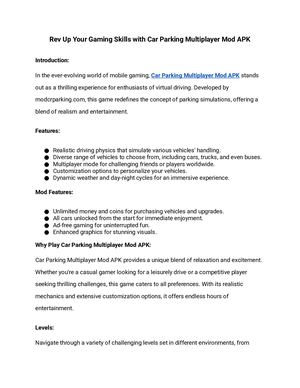 Rev Up Your Gaming Skills With Car Parking Multiplayer Mod Apk