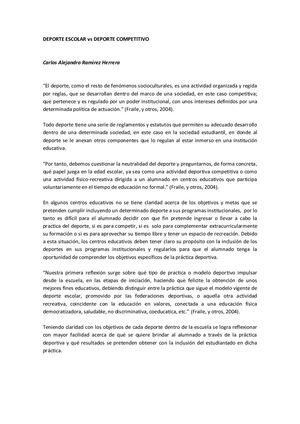 Deporte Escolar Vs Deprote Competitivo