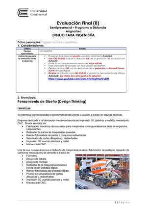 Dibujo Ingeniería Examen Final B
