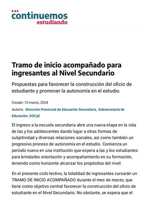 Tramo De Inicio Acompanado Para Ingresantes Al Nivel Secundario – Continuemos Estudiando (2)