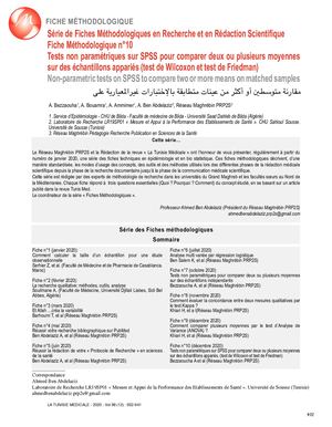 10 20 Tests non paramétriques sur SPSS pour comparer deux ou plusieurs moyennes