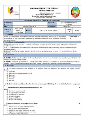 Evaluación Diagnóstica 2024 2025 Artística