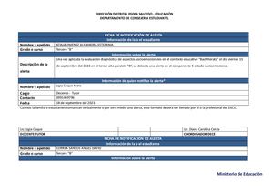 Ficha De Notificación De Alerta Psicosocial