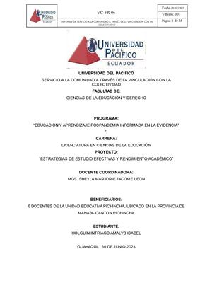 Informe de Vinculación