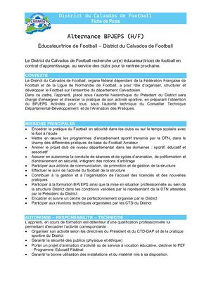Fiche De Poste Bpjeps