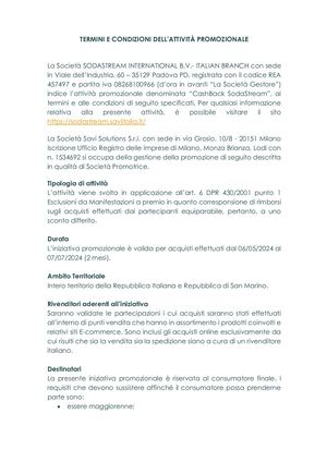 Regolamento Cashback Soda Stream