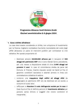 AVS+Ecolò - Programma Comunali Firenze 2024