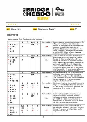 115. Solution Votre Bridge Hebdo Débutant 10 05 2024