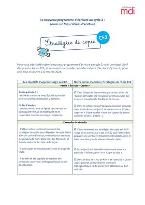 Stratégies de copie CE2 - Conformité au programme 2024