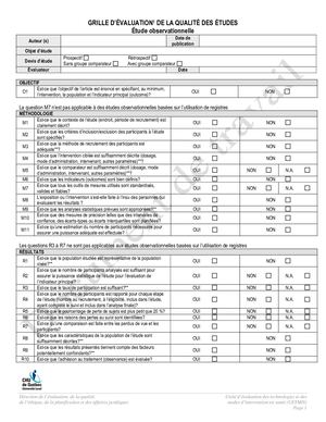 Grille d'évaluation de la qualité des études - Etudes Observationnelles