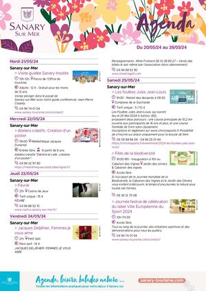 Agenda de la semaine du 20 au 26 mai 2024