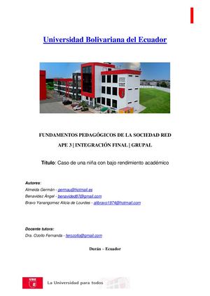 CASO DE UNA NIÑA CON BAJO RENDIMIENTO ACADEMICO