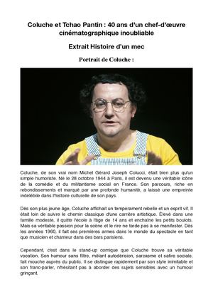 Coluche et Tchao Pantin: 40 ans d'un chef d'oeuvre inoubliable