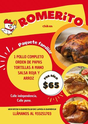 Flyer Comida Pollos Moderno Con Fotos Rojo Y Amarillo