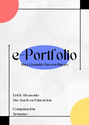 Documento A4 Portada Portfolio Creativo Moderno Minimalista Azul, Amarillo Y Rojo