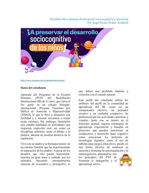 Portafolio De Evidencias Del Desarrollo Sociocognitivo Y Emocional Pdf