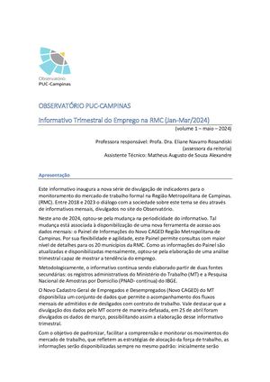 Informativo Emprego 1o Trim 2024