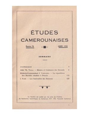 Moeurs Et Coutumes Des Ewondo, Par L'Abbé Théodore Tsala 1958, ( PROV. DEFAP )