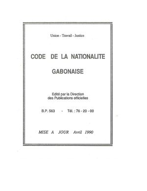 Code de la nationalité gabonaise 1990, ( PROV. JL-EM )