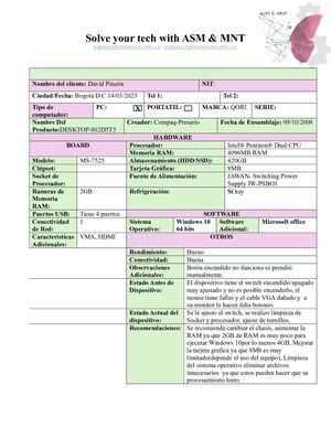 Ficha Tecnica Hardware