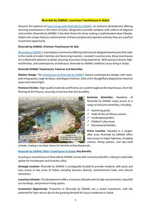 Riverside by DAMAC | Townhouse properties for sale