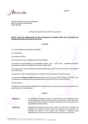 2024 301 Arrêté_permis De Stationnement Implantation Manèges Forains Parc De L'Ile Au Cointre
