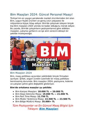 Bim Maaşları 2024 Güncel Personel Maaşı!