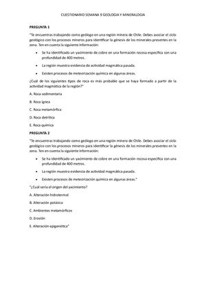 Enunciados Cuestionario S9 Geologia Y Mineralogia General