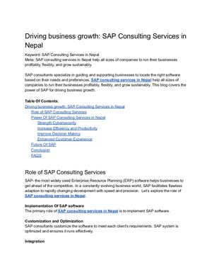 Driving Business Growth Sap Consulting Services In Nepal