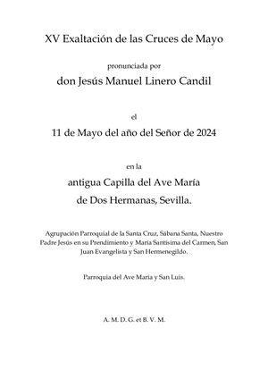 Xv Exaltación De Las Cruces De Mayo Jesús Manuel Linero Candil
