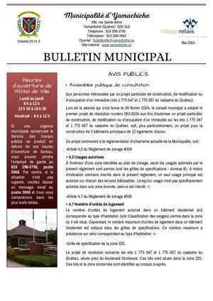 Bulletin municipal | Mai 2024 | Municipalité d'Yamachiche