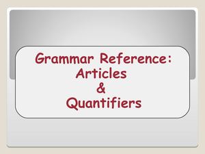 Articles & Quantifiers