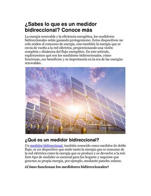 ¿Sabes Lo Que Es Un Medidor Bidireccional Conoce Más