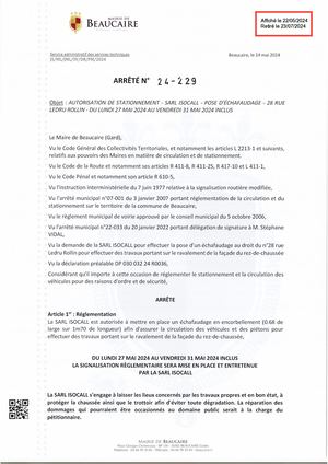Fichier Parution Des Arrêtés 24 229 à 24 231 Du 22 05 2024