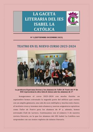 Número 3 Gaceta literaria del IES Isabel La Católica