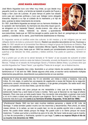 Ficha Biografía De Arguedas 3ro