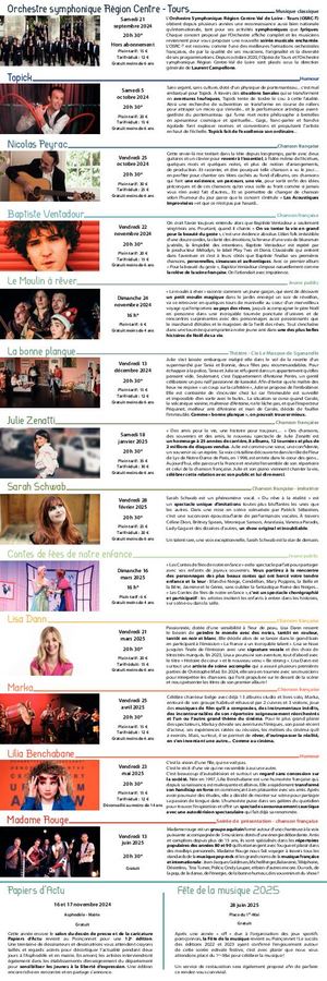 Dépliant saison culturelle Asphodèle 2024-2025