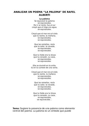 Analizar Un Poema La Paloma