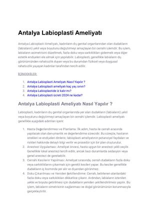 Antalya Labioplasti Ameliyatı