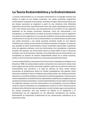 La Teoría Endosimbiótica Y La Endosimbiosis