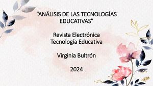 Análisis De Las Tecnologías Educativas Virginia Bultron