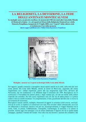 La religiosità e la fede degli antenati montecalvesi